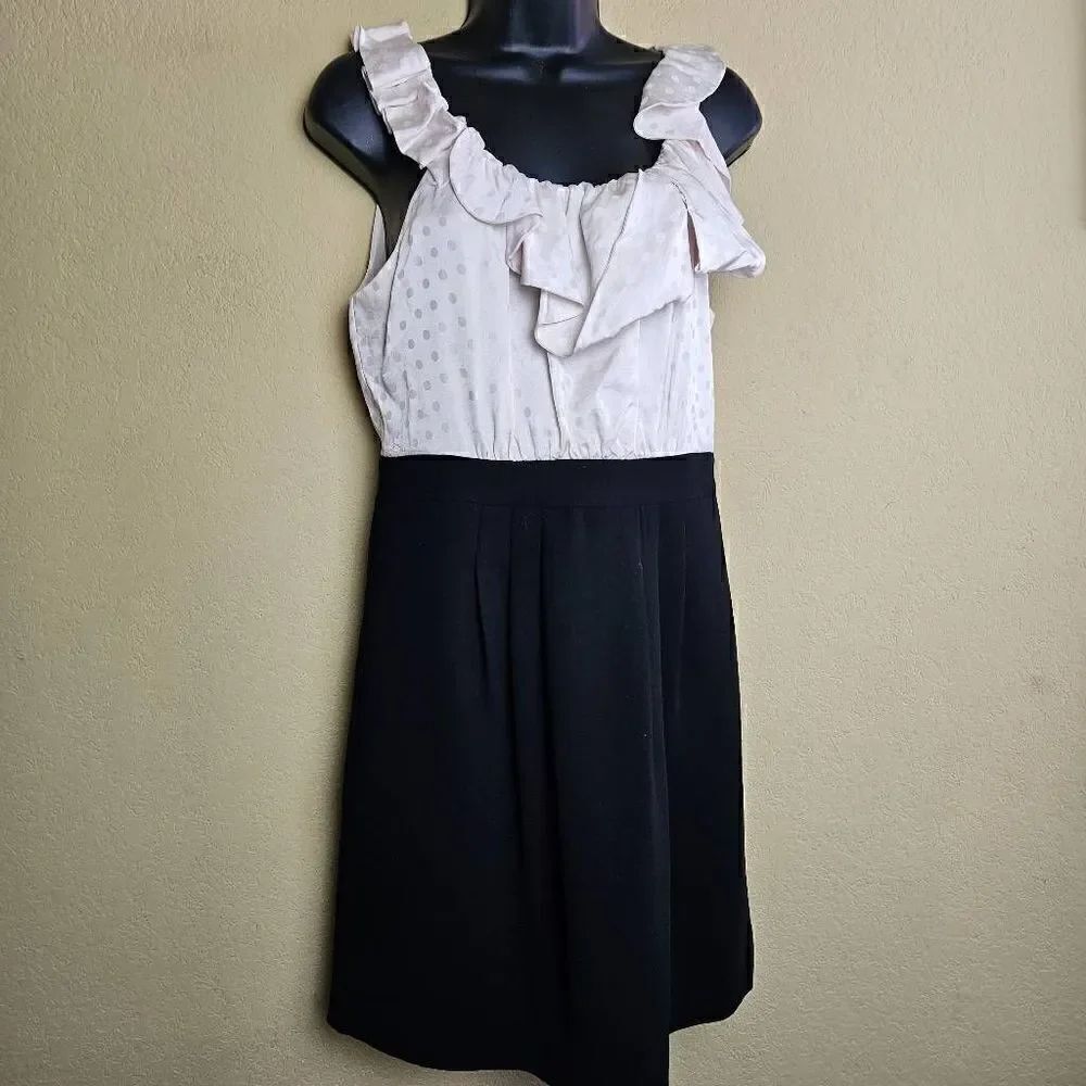 BCBGMaxAzria Silk Polka Dot Ruffled Dress